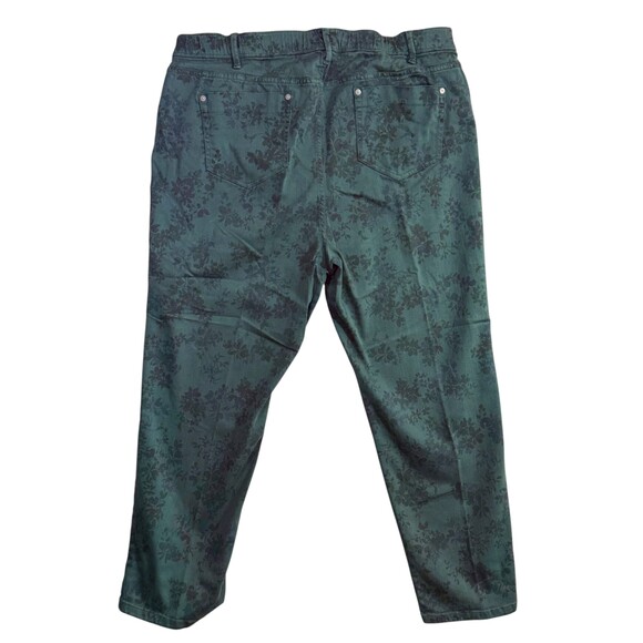 J.Jill 18 Ankle Pants Green Floral Slim Stretch Casual Soft Cottage Grannycore - Picture 3 of 8